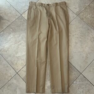Brooks Brother Advantage Chino Clark Men's 36x32 Khaki Cotton Preppy Flat Front